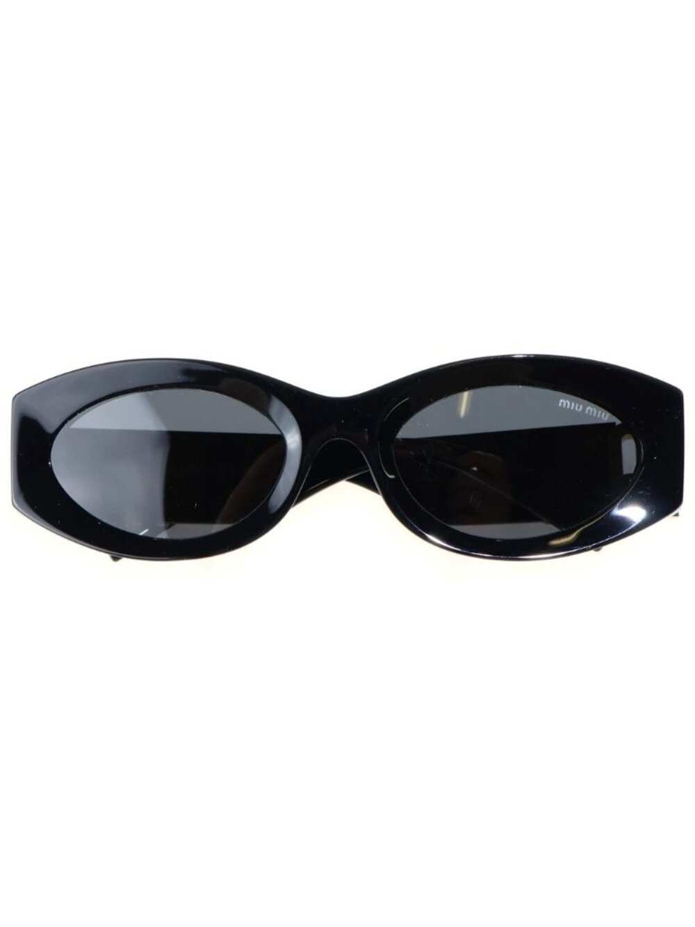 Miu Miu Logo Oval Acetate Sunglasses Eyewear 54 Black
